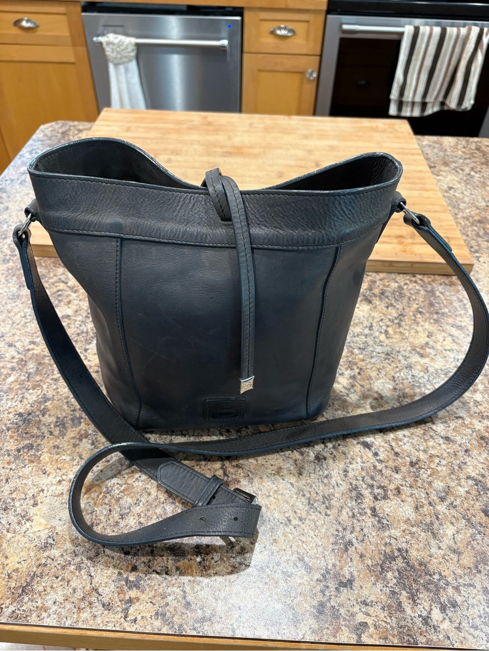 Brave Leather Dark Grey Bucket Bag